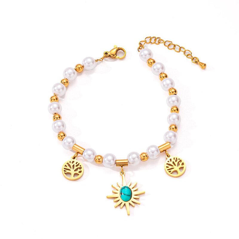 Fashion Bracelet Factory - Stainless Steel 18K Gold Plated Non-Fading Cross-Border Freshwater Pearl
