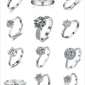 Women's Gemstone Ring Manufacturer - Classic One-Carat Adjustable Copper Platinum Plated for Party