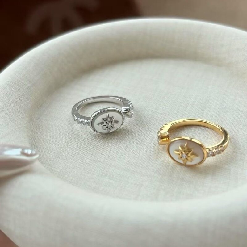 Sterling Silver Ring Factory - Cross-border Popular S925 Heart-shaped Four-leaf Clover Geometric Fresh