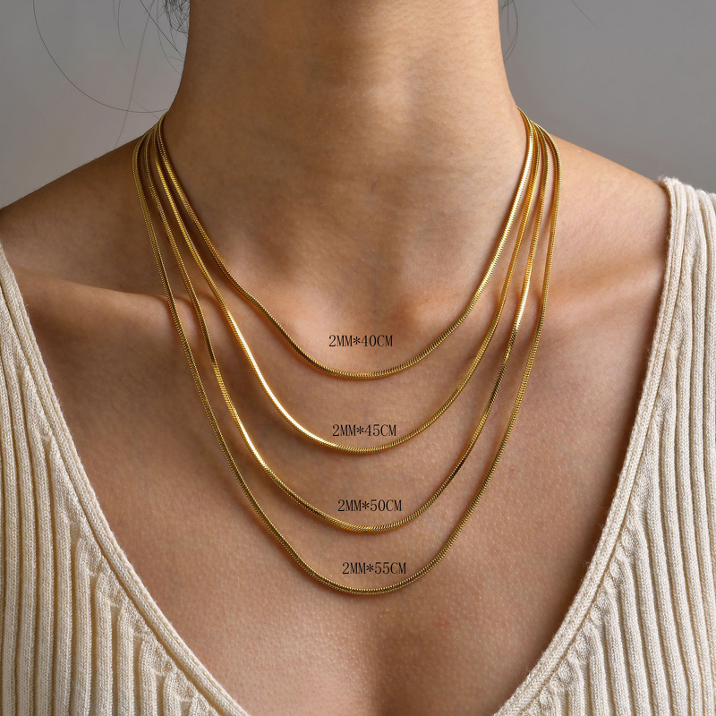Snake Bone Chain Manufacturer - Simple Stacking Minimalist Stainless Steel Geometric Collarbone