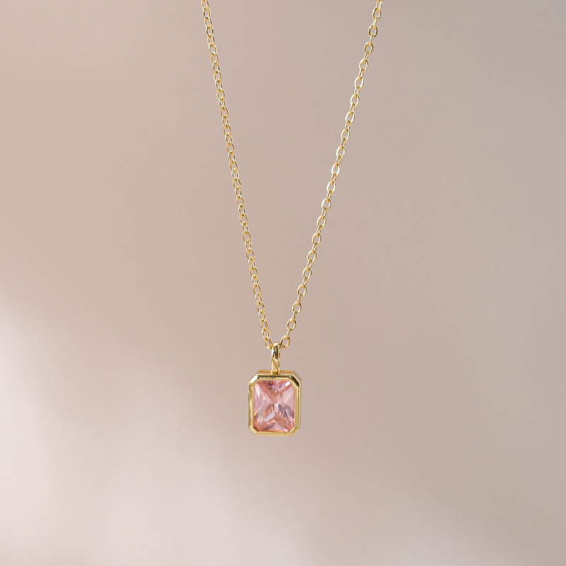 Birthstone Necklace Factory - 18K Real Gold Copper Electroplated December Water Drop Pendant Trendy