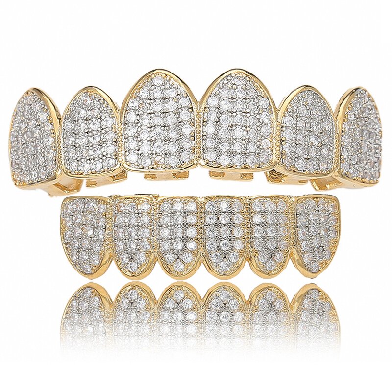 Hip-hop Braces Factory - European American Micro-embedded Cubic Zirconia 8-tooth Shiny Unisex