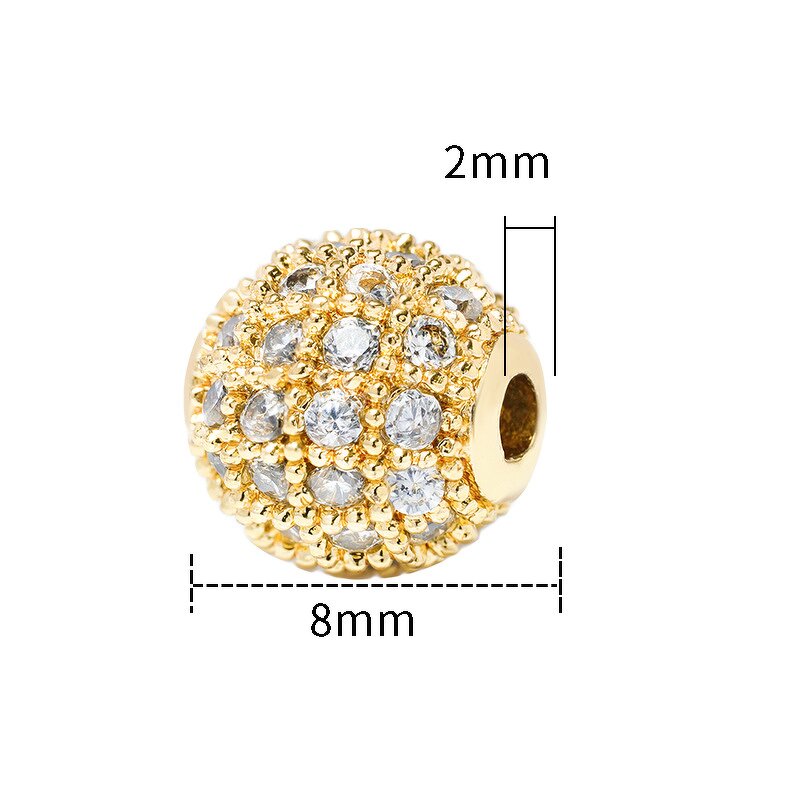 Round Zirconium Beads Factory - Spot Wholesale 6mm8mm10mm Copper Micro-Inlaid Jewelry DIY Spacer