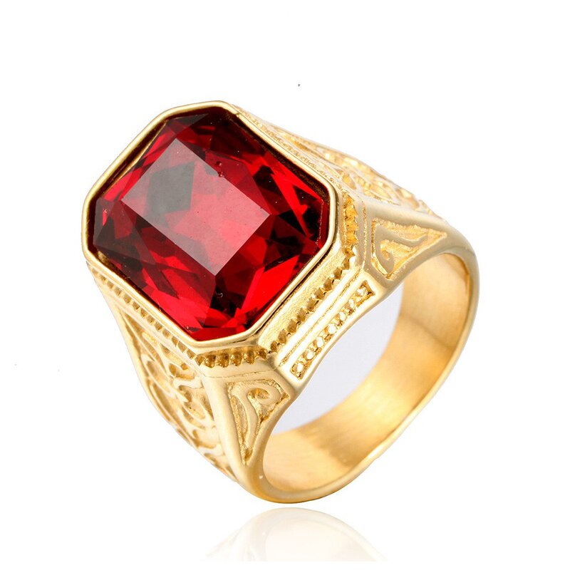 Titanium Steel Ring Manufacturer - European American Punk Rock Multicolor Gemstones Unisex