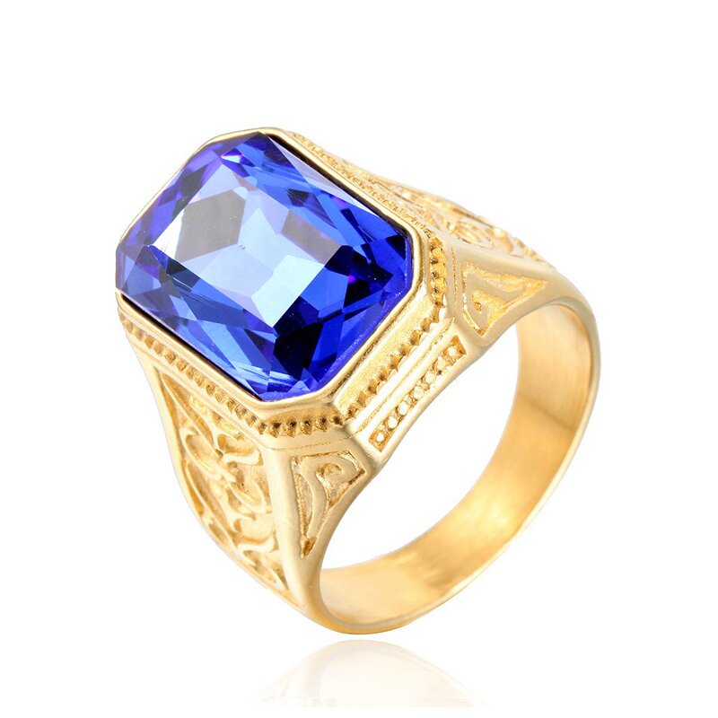 Titanium Steel Ring Manufacturer - European American Punk Rock Multicolor Gemstones Unisex