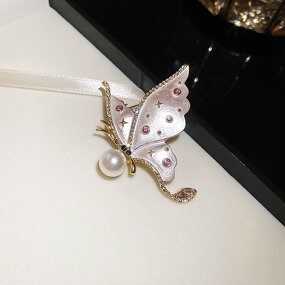 Letter Brooch Factory - Real Gold Electroplating Diamond-Set French Luxury Senior Feeling Pin