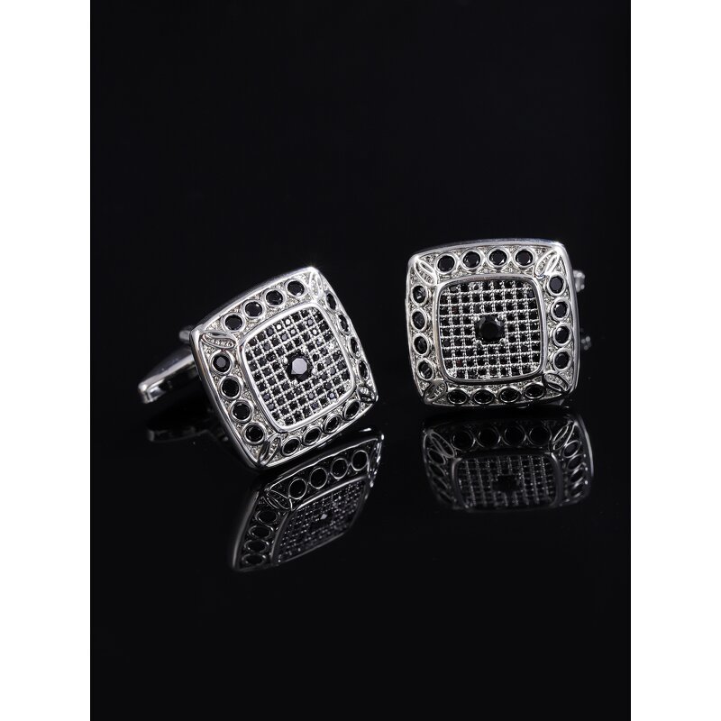 Men's Cufflinks Manufacturer - Square Diamond Zircon Crystal French Shirt Suit Buttons Hot Sale