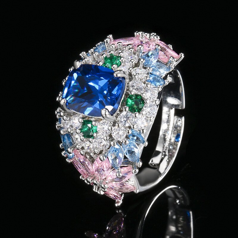Ring Accessories Manufacturer - Colorful Gemstone Models High-End Versatile Light Luxury Women's