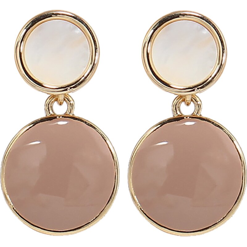 Honeycomb Earrings Manufacturer - Design Oval Fashion Shell Beads Titanium Steel Real Gold Button