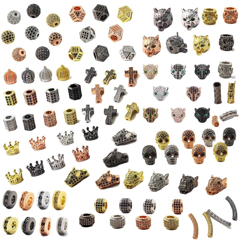 Micro Pave Beads Manufacturer - In Stock 6/8/10mm Zircon Round Beads Loose Beads DIY Beading