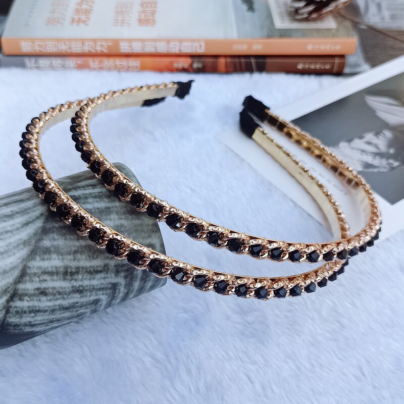 Crystal Headband Factory - K-style Fashion Handmade Beaded Super Shiny Double Row Girls Hair