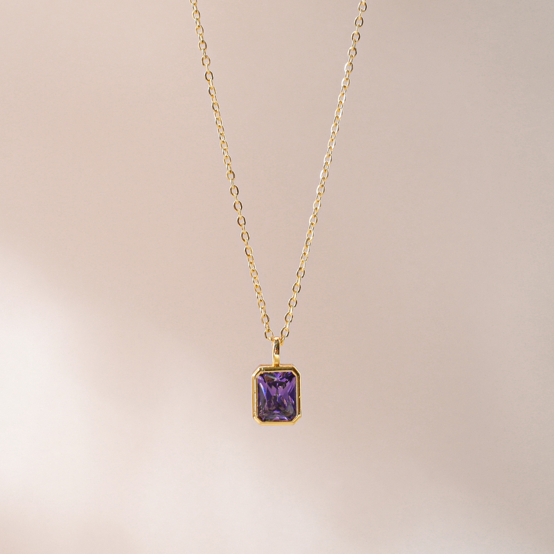 Birthstone Necklace Factory - 18K Real Gold Copper Electroplated December Water Drop Pendant Trendy