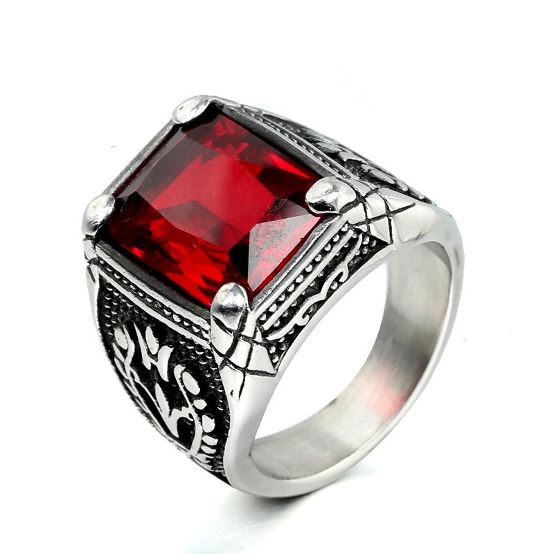 Titanium Steel Ring Factory - Vintage Punk Multicolor Gemstone Tulip 316 Stainless Steel Resizable