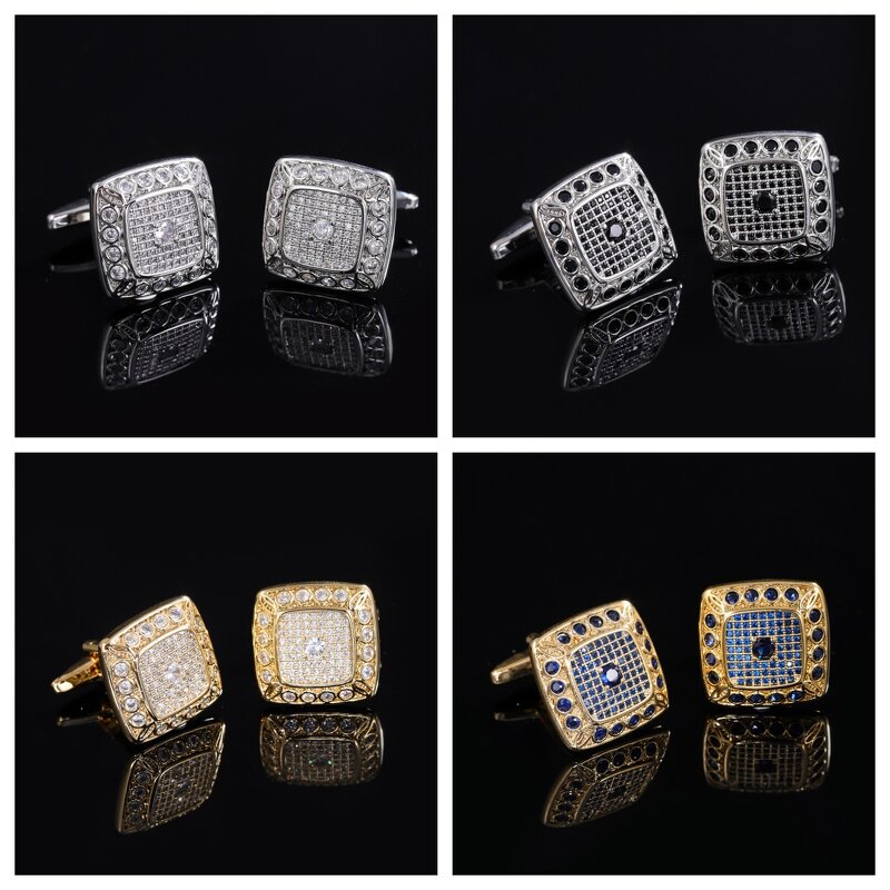 Men's Cufflinks Manufacturer - Square Diamond Zircon Crystal French Shirt Suit Buttons Hot Sale