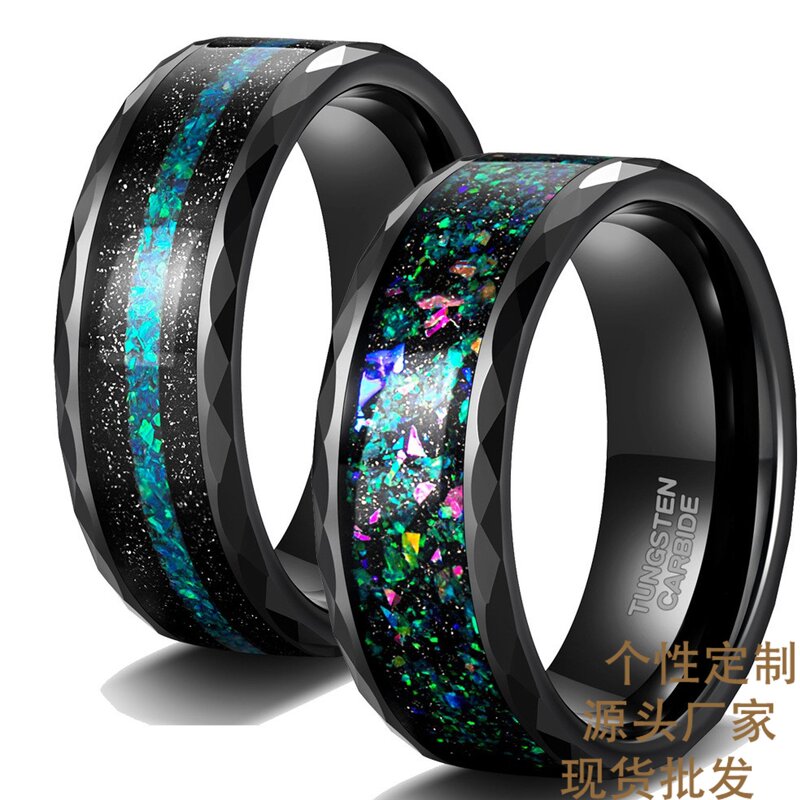 Men's Tungsten Ring Manufacturer - New Style 8mm Wood Grain Fishbone Inlaid Dome Stainless Steel