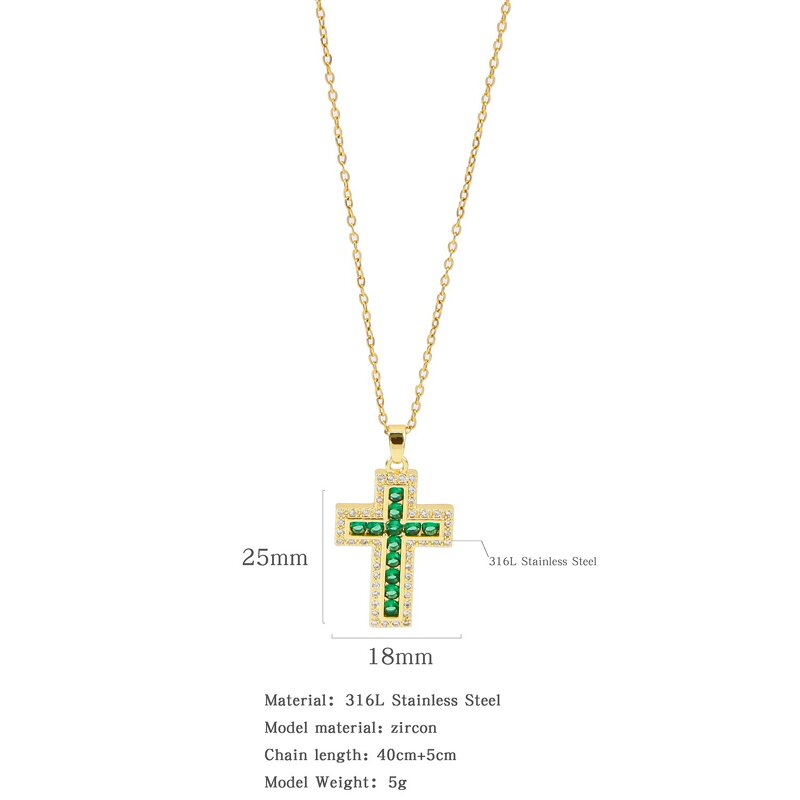 Children's Cross Necklace Factory - European American Micro-inlaid Zircon Gold Plated Pendant