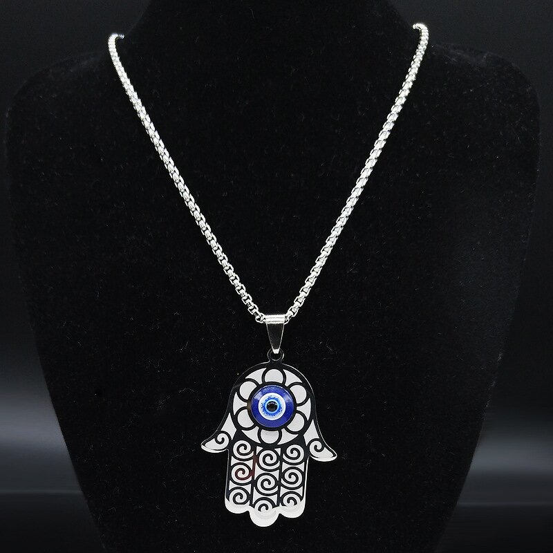 Fatima Hand Pendant Factory - Cross-Border New Retro European American Silver Stainless Steel