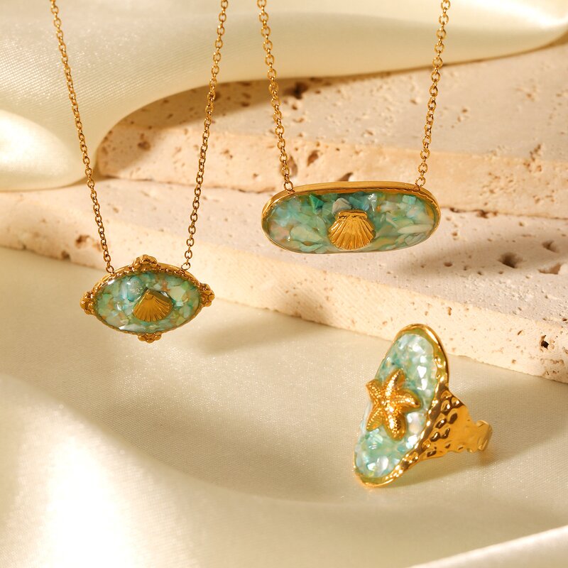 Shell Necklace Manufacturer - European American Ocean Vacation Epoxy Resin Broken Shell Starfish