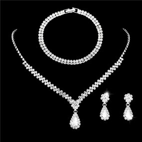 Jewelry Set Manufacturer - New Wholesale Metal Inlaid Diamond Necklace Earrings Shooting Jewelry