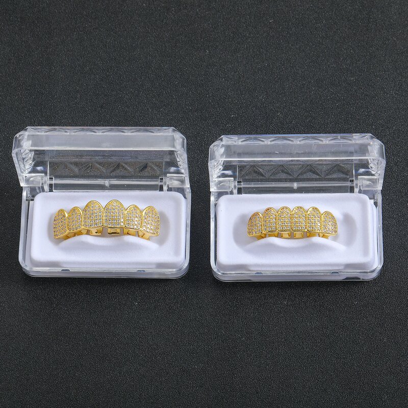 Hip-hop Braces Factory - European American Micro-embedded Cubic Zirconia 8-tooth Shiny Unisex
