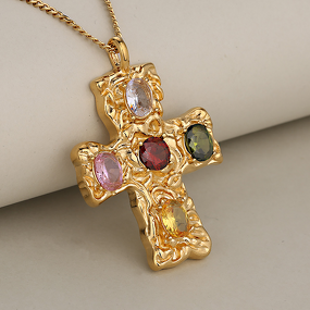 Crystal Zircon Pendant Factory - European American Five-Color Hammered Light Fashion Charms