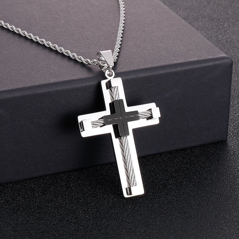 Cross Pendant Jewelry Manufacturer - Stainless Steel Diamond Box Chain Unisex Casual Trendy