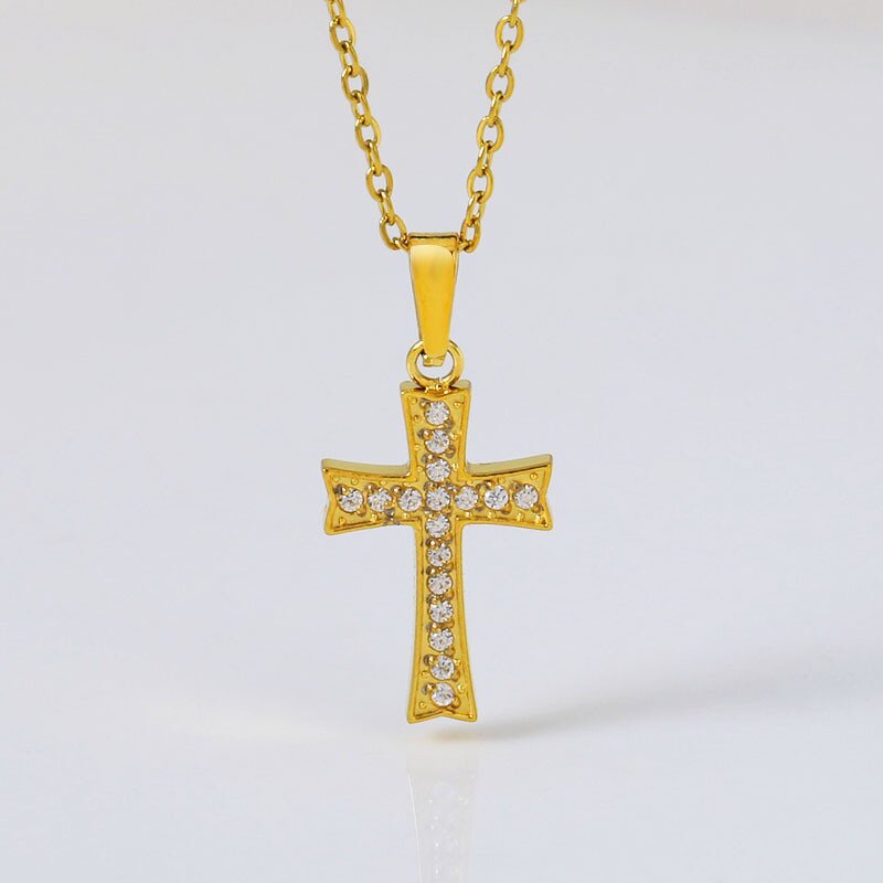 Cross Necklace Manufacturer - European American Stainless Steel Inlaid Zircon Non-Fading Pendant