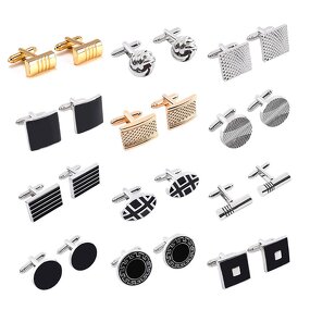 Men's Cufflinks Factory - Cross-border High-quality Luxury Fashion Gold Silver Gray Square Shirt