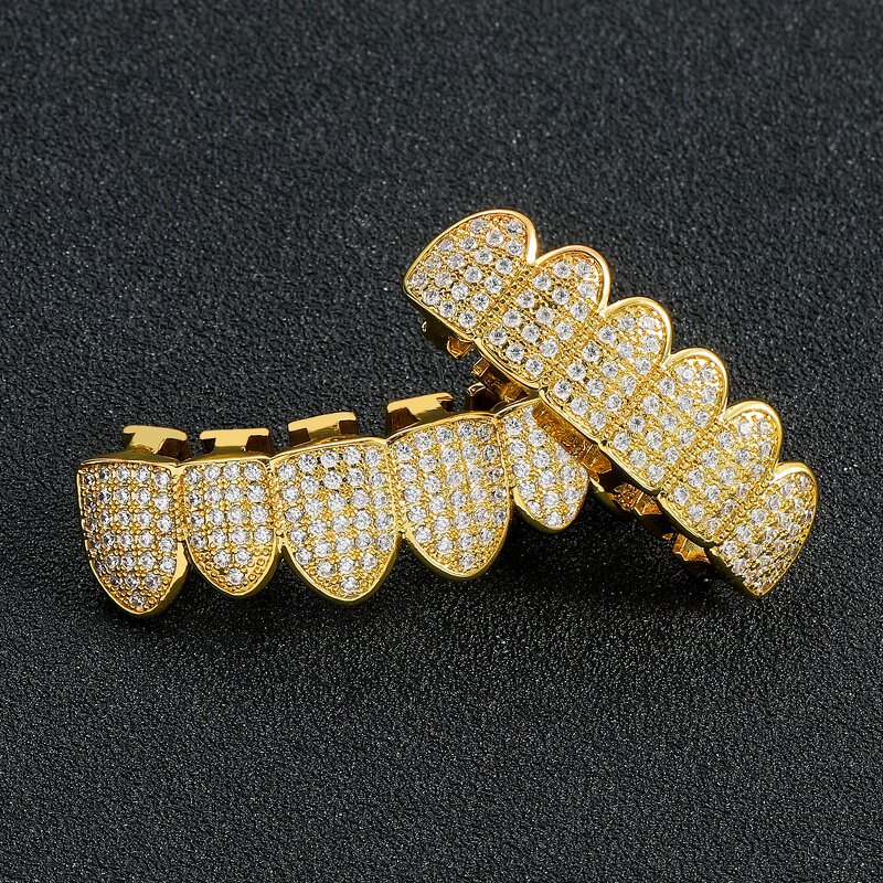 Hip-hop Braces Factory - European American Micro-embedded Cubic Zirconia 8-tooth Shiny Unisex