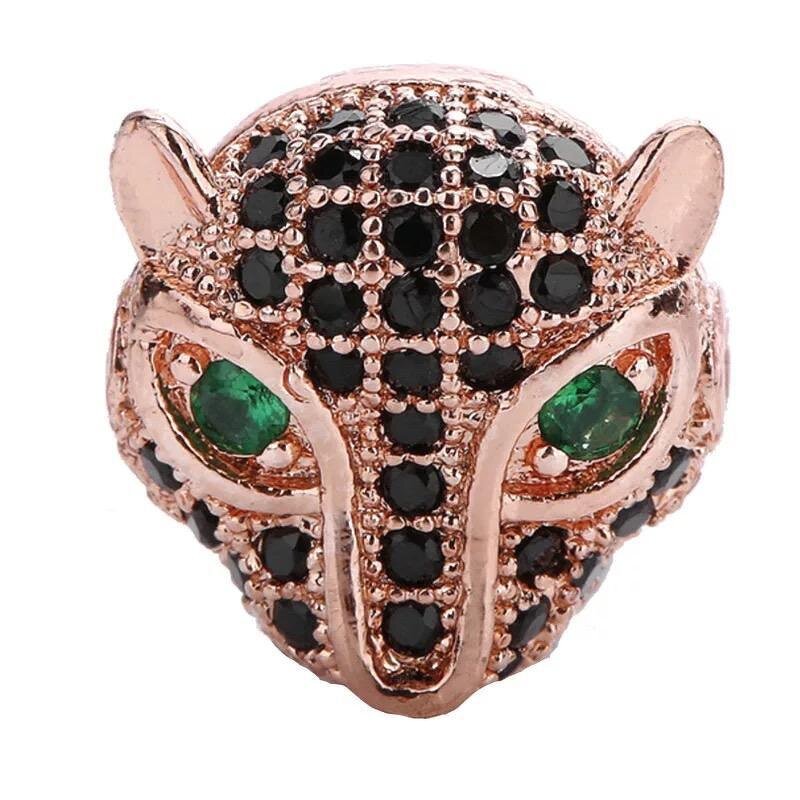 Round Beads Factory - Cross-Border Hot Selling Copper Micro Inlaid Zircon Leopard Head DIY 18k