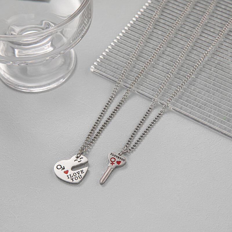 Couple Necklace Manufacturer - Korean Style Personality Stitching Kitten Hug Simple Stainless Steel