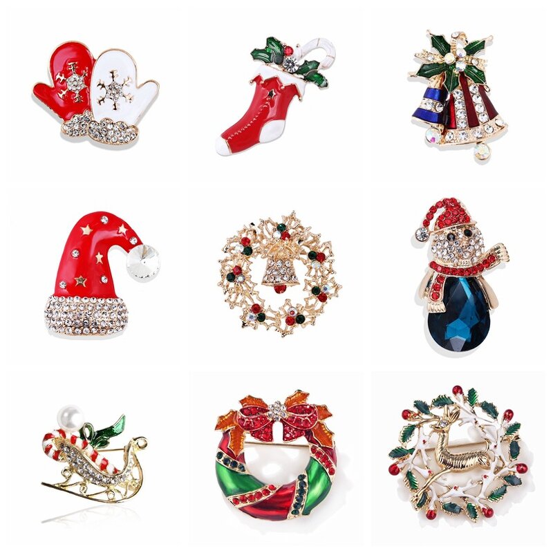 Children's Brooch Factory - European American Silver Plated Zinc Alloy Christmas Tree Shoes Elk