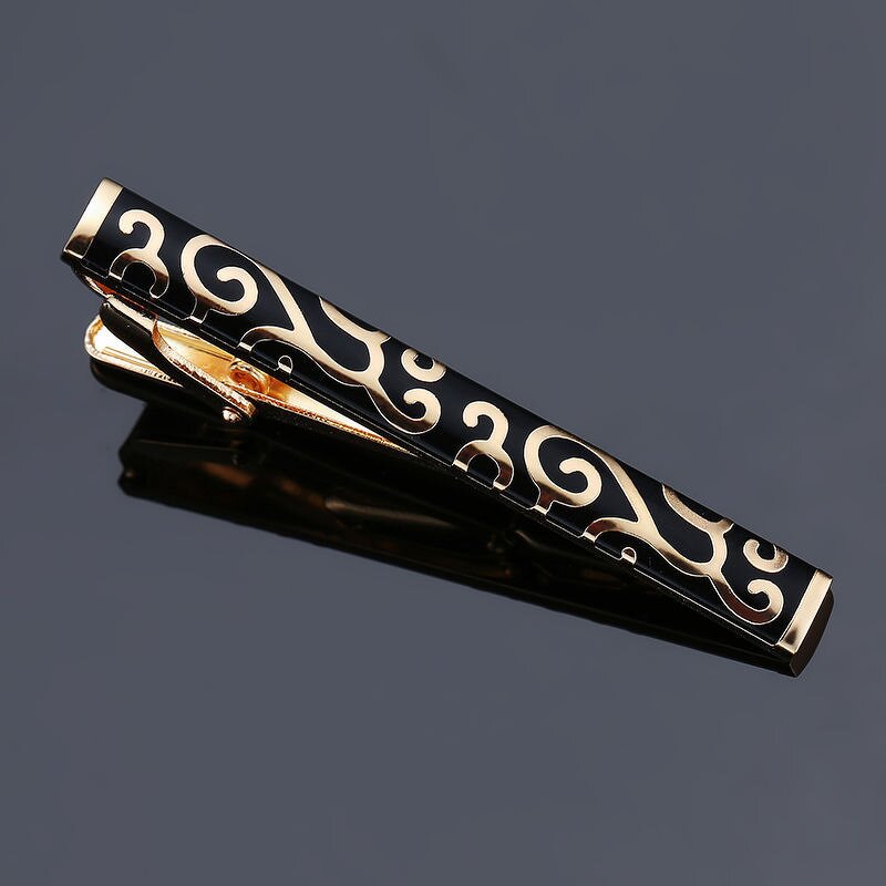 Tie Clip Set Factory - Ship Anchor Saxophone Laser Checkered Rectangle Glossy Cufflink Set