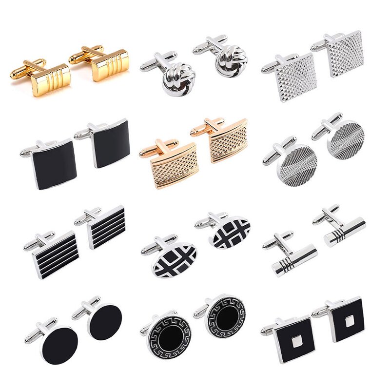 Men's Cufflinks Manufacturer - Cross-border High-quality Luxury Fashion Gold Silver Gray Square