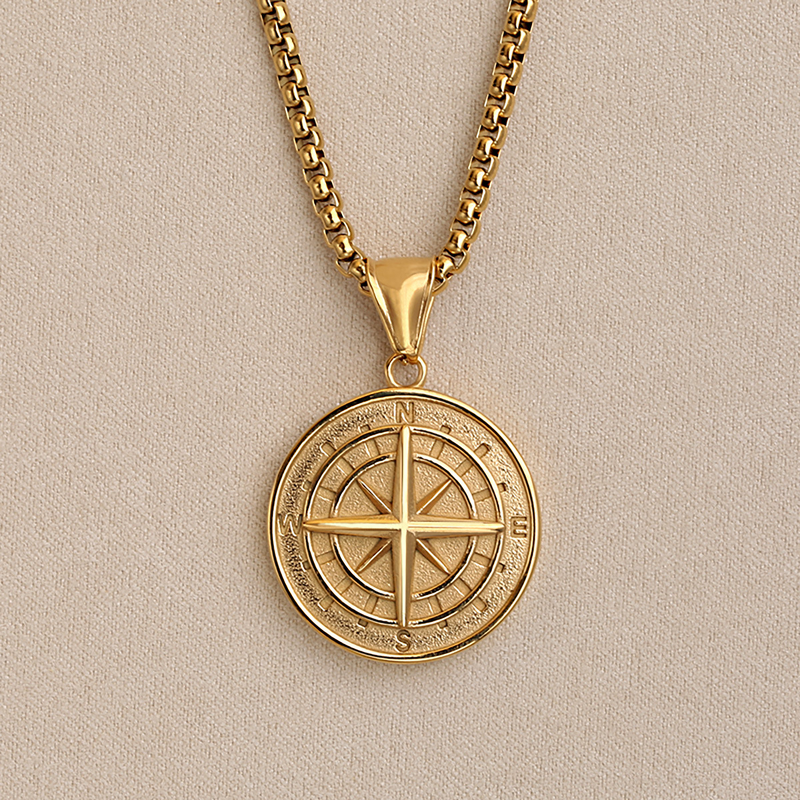 Compass Pendant Manufacturer - Personalized Stainless Steel Cross-Border Exclusive Fashion Jewelry