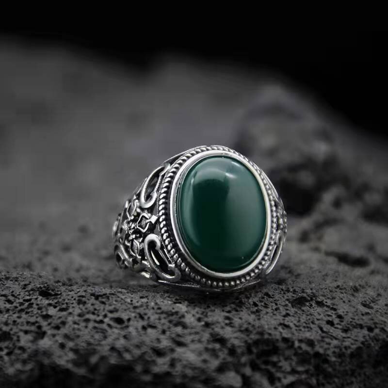 Men's Date Ring Manufacturer - European American Creative Domineering Punk Style Silver Red Zircon