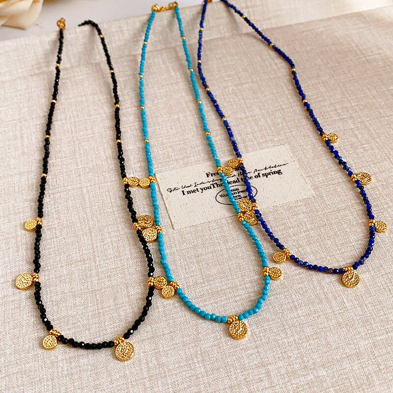 Natural Stone Necklace Manufacturer - Geometric Beaded Ethnic Style Niche Retro Clavicle Chain
