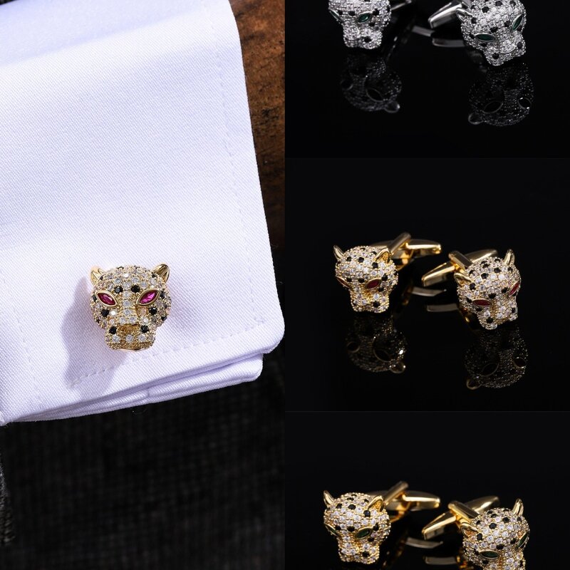 Men's Cufflinks Manufacturer - Blue Black Champagne Zircon Electroplated Real Gold Rectangular Studs