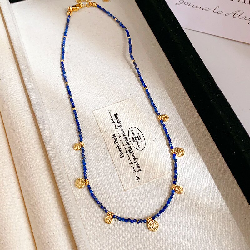 Natural Stone Necklace Manufacturer - Geometric Beaded Ethnic Style Niche Retro Clavicle Chain