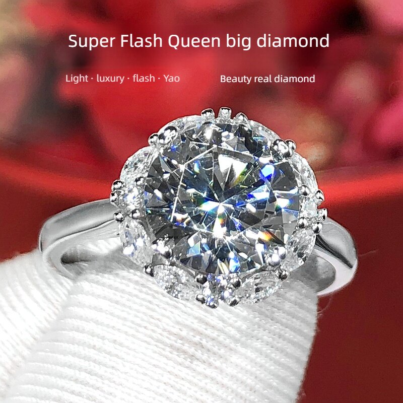 Zircon Ring Factory - Internet Hot Queen's Big 5 Karat Imitation High Carbon Diamond