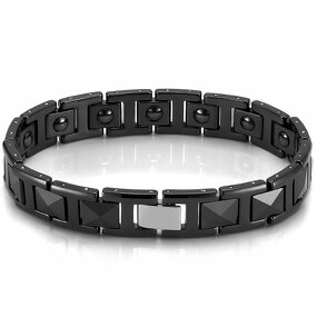 Tungsten Steel Bracelet Manufacturer - Certified Trendy Magnet Chain Link Geometric Tank Natural Stone