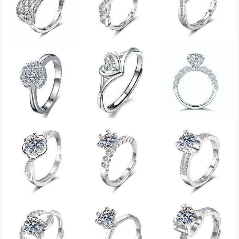 Women's Gemstone Ring Manufacturer - Copper Platinum Plated Classic One-Carat Adjustable Ring