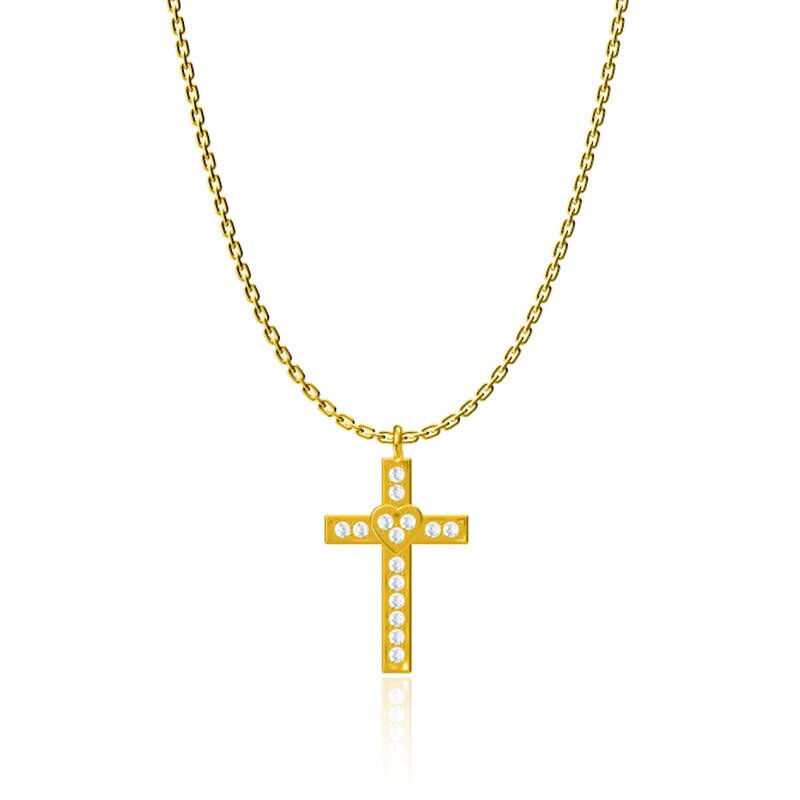 Cross Necklace Manufacturer - European American Stainless Steel Inlaid Zircon Non-Fading Pendant
