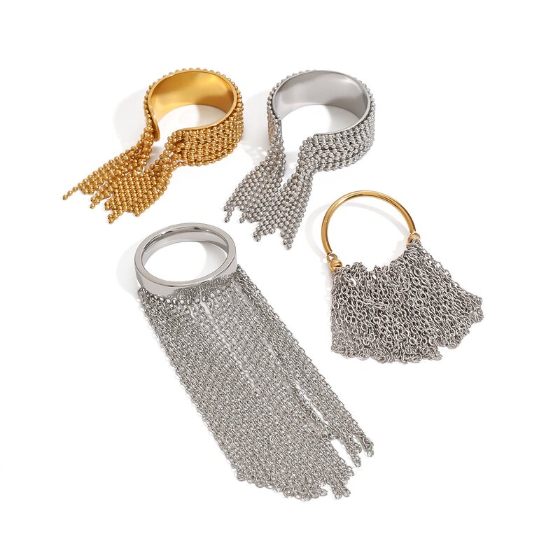 Tassel Ring Manufacturer - High-End 18K Gold Titanium Steel Oval Cut Diamond for Party