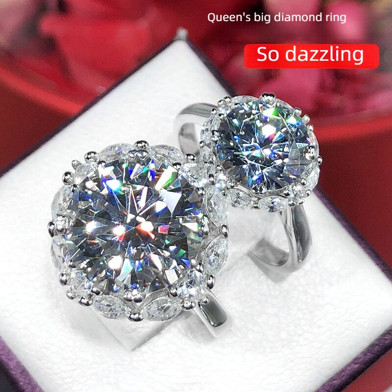 Zircon Ring Factory - Internet Hot Queen's Big 5 Karat Imitation High Carbon Diamond