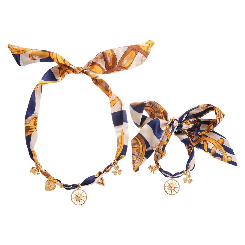 Sun Heart Necklace Factory - Stainless Steel Fabric Print Hollow Ethnic Style Autumn Winter Niche