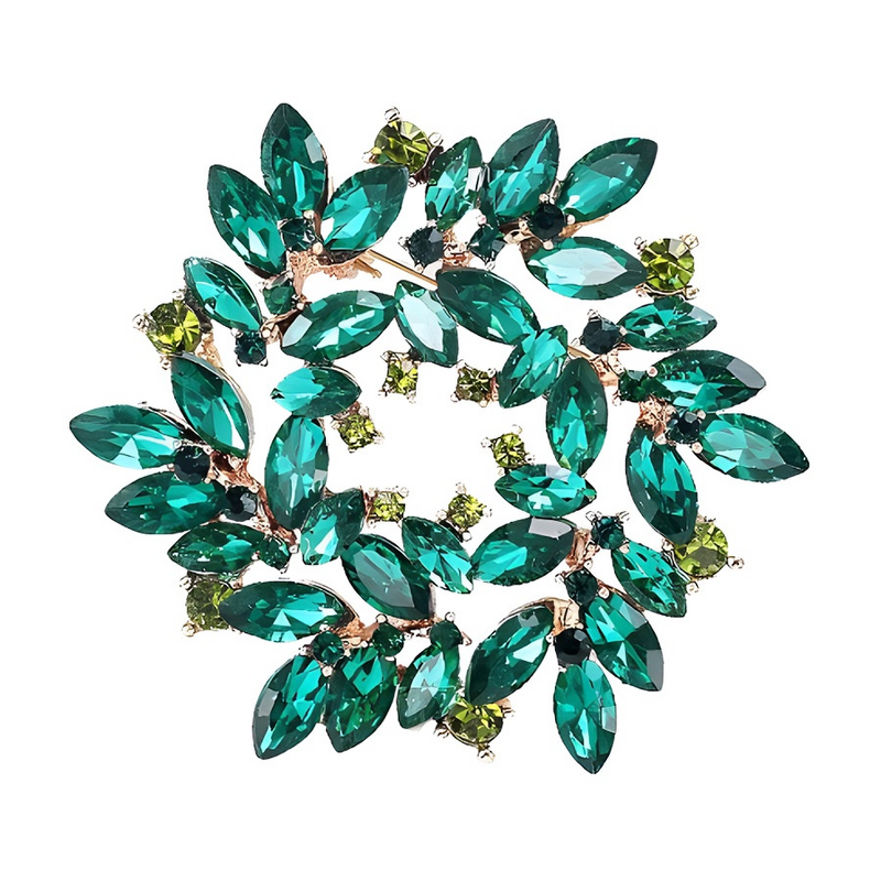 Crystal Wreath Brooch Factory - European American Retro New Elegant Alloy Versatile Boutonniere