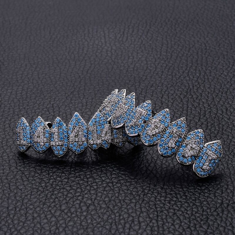 Gold Teeth Manufacturer - Hip Hop Gold Braces Halloween Gift Funny Hiphop Hollow Micro Inlaid Zircon