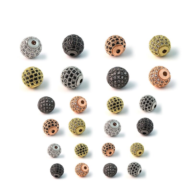 Micro Pave Beads Manufacturer - In Stock 6/8/10mm Zircon Round Beads Loose Beads DIY Beading