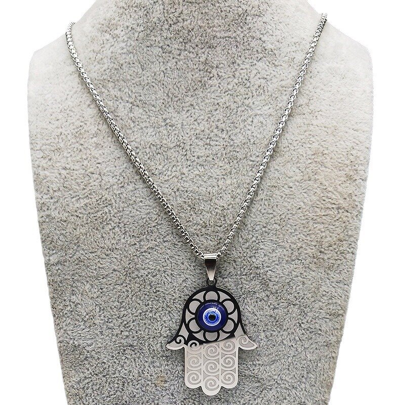 Fatima Hand Pendant Factory - Cross-Border New Retro European American Silver Stainless Steel